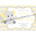 Yellow and grey elephant Baby Shower invitation,(006ebs)